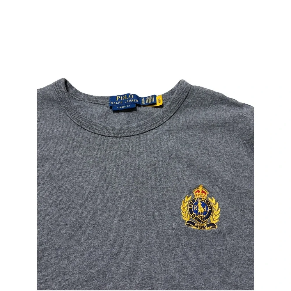 Polo Ralph Lauren Mens XL Classic Fit Polo Crest Jersey T-shirt Gray Logo Knit